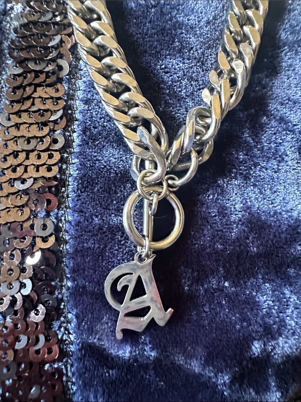 Stainless Steel Letter “A” Necklace 17” Choker